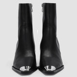 Botins de Cano Curto em Imitação de Couro com Bico Fino