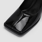 Sapatos de Salto Mary Jane Femininos em Imitação de Couro