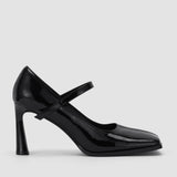 Sapatos de Salto Mary Jane Femininos em Imitação de Couro