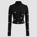 Sweater de Gola Alta com Laço Decorativo