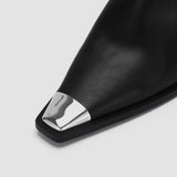 Botins de Cano Curto em Imitação de Couro com Bico Fino